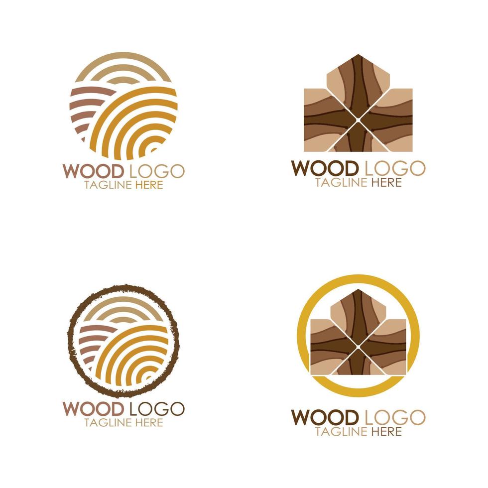 wood logo template icon illustration design vector, used for wood factories, wood plantations, log processing, wood furniture, wood warehouses with a modern minimalist concept vector