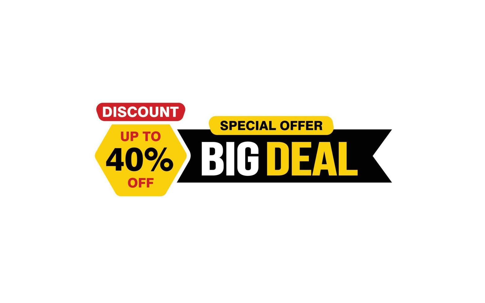 40 Percent BIG DEAL offer, clearance, promotion banner layout with sticker style. vector