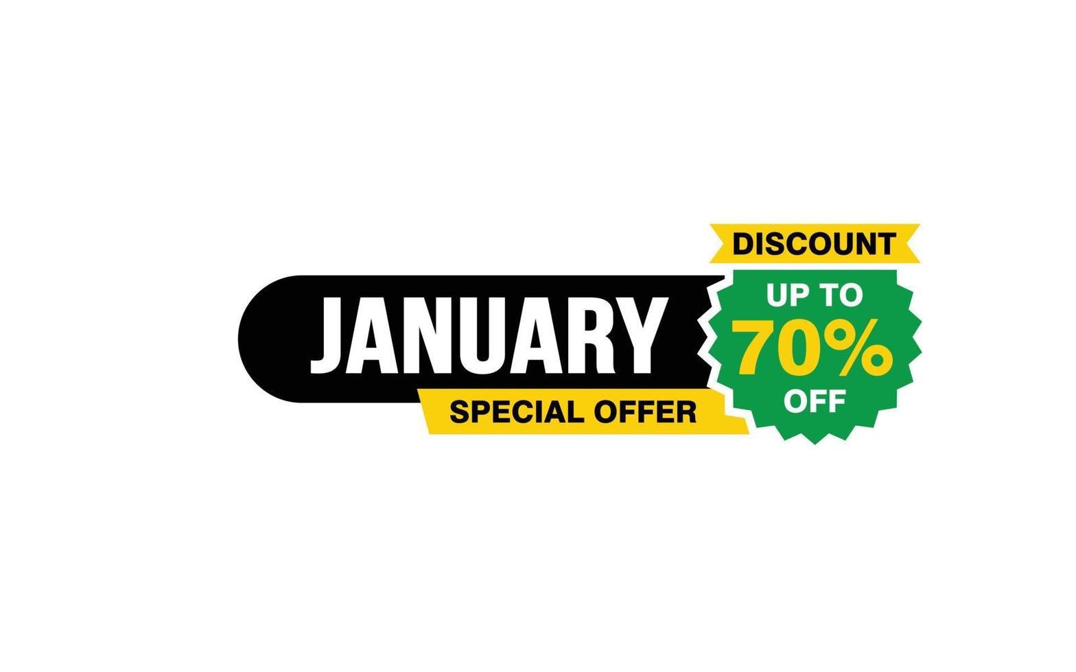 70 Percent JANUARY discount offer, clearance, promotion banner layout with sticker style. vector