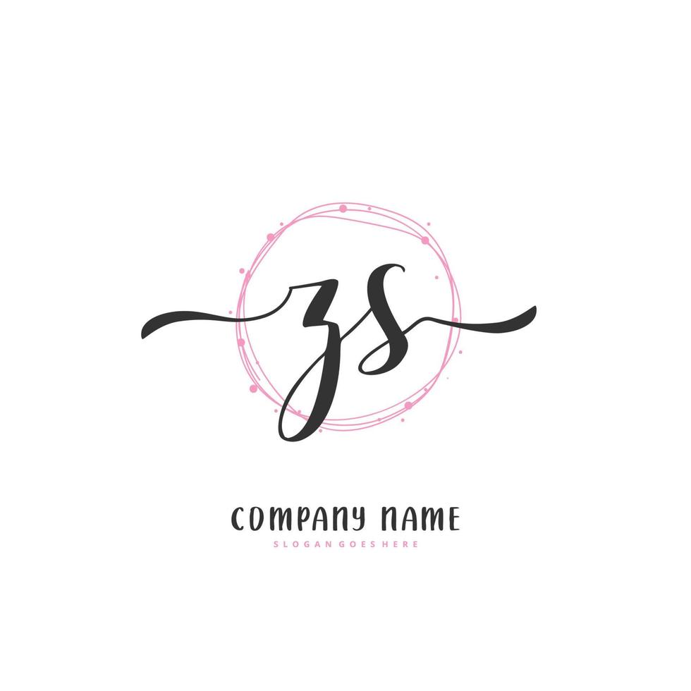 ZS Initial handwriting and signature logo design with circle. Beautiful design handwritten logo for fashion, team, wedding, luxury logo. vector