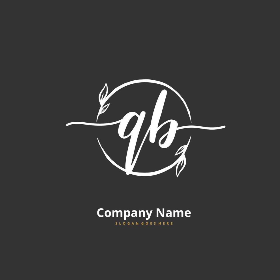 QB Initial handwriting and signature logo design with circle. Beautiful design handwritten logo for fashion, team, wedding, luxury logo. vector