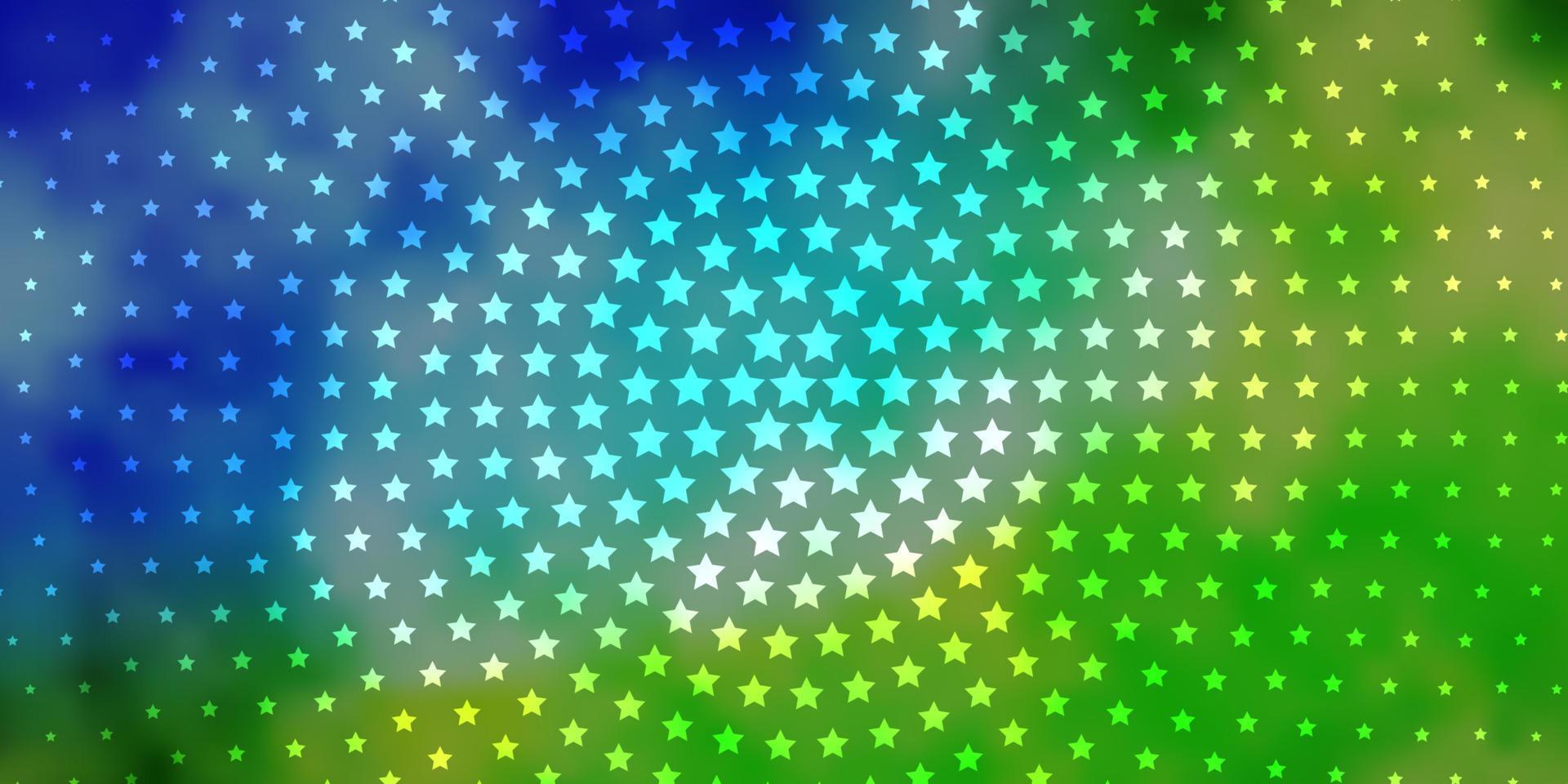 patrón de vector azul claro, verde con estrellas abstractas.