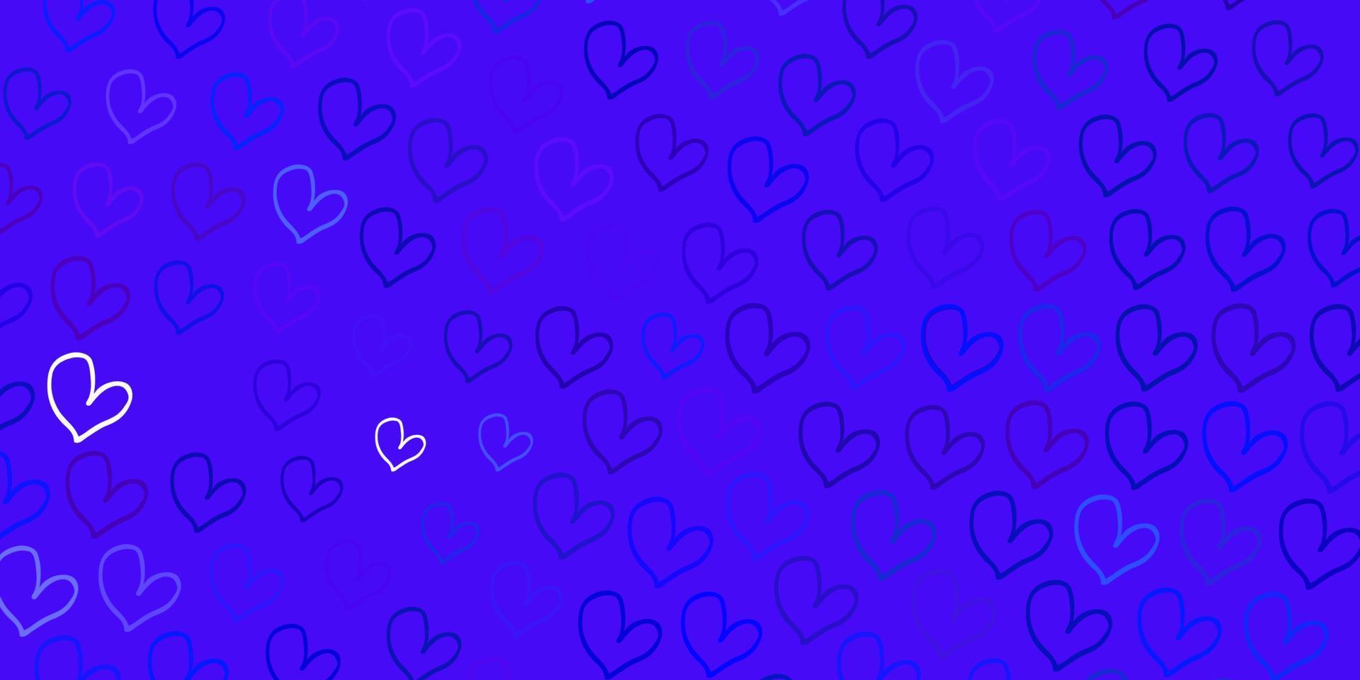 Light Pink, Blue vector pattern with colorful hearts.