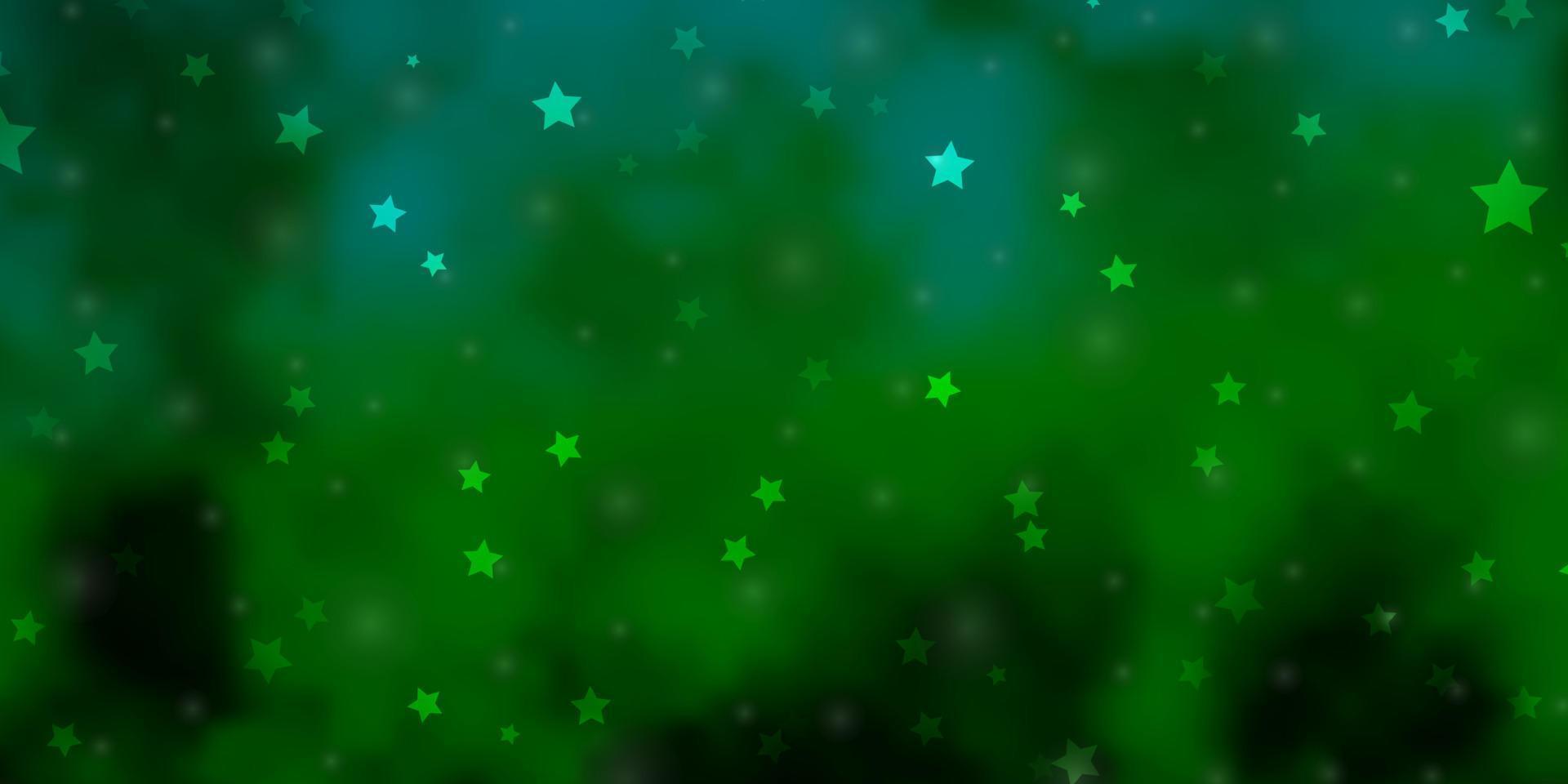 patrón de vector azul claro, verde con estrellas abstractas.