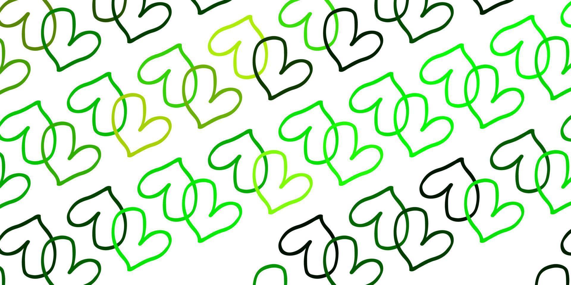 Light Green, Yellow vector pattern with colorful hearts.