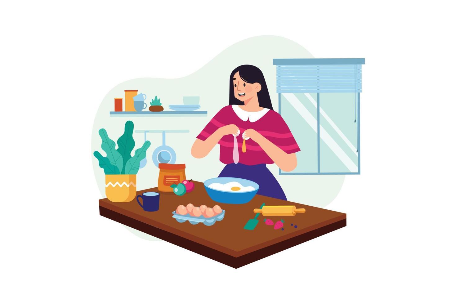 concepto de ilustración de cocina y cocina. una ilustración plana aislada sobre fondo blanco vector