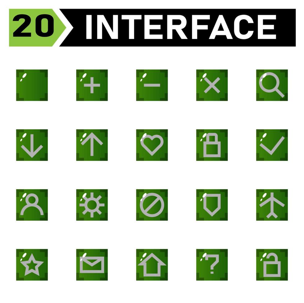 Interface icon include blank, square, interface, plus, add, new, open, minus, delete, remove, cross, close, search, looking, find, zoom, magnifying, download, arrow, down, upload, up, hearth, like vector