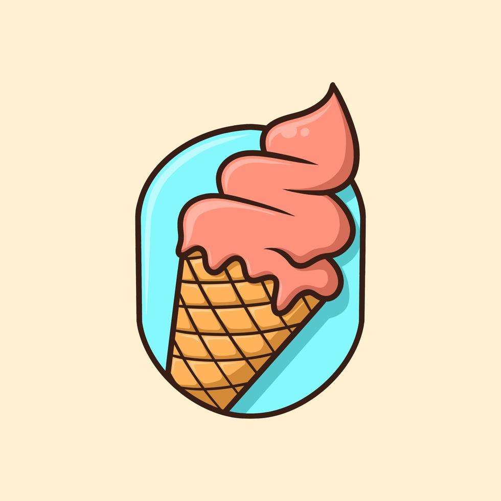 Ilustración de vector de dibujos animados de cono de helado