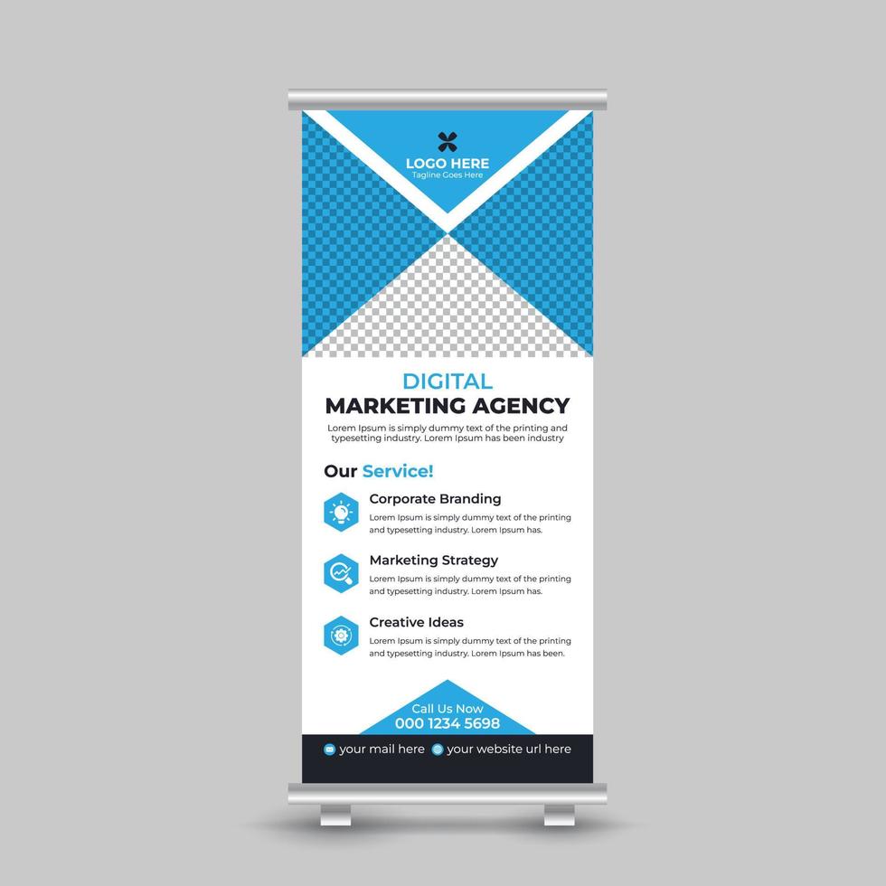 Corporate rollup banner template, rollup, advertisement, pull up banner design Free Vector