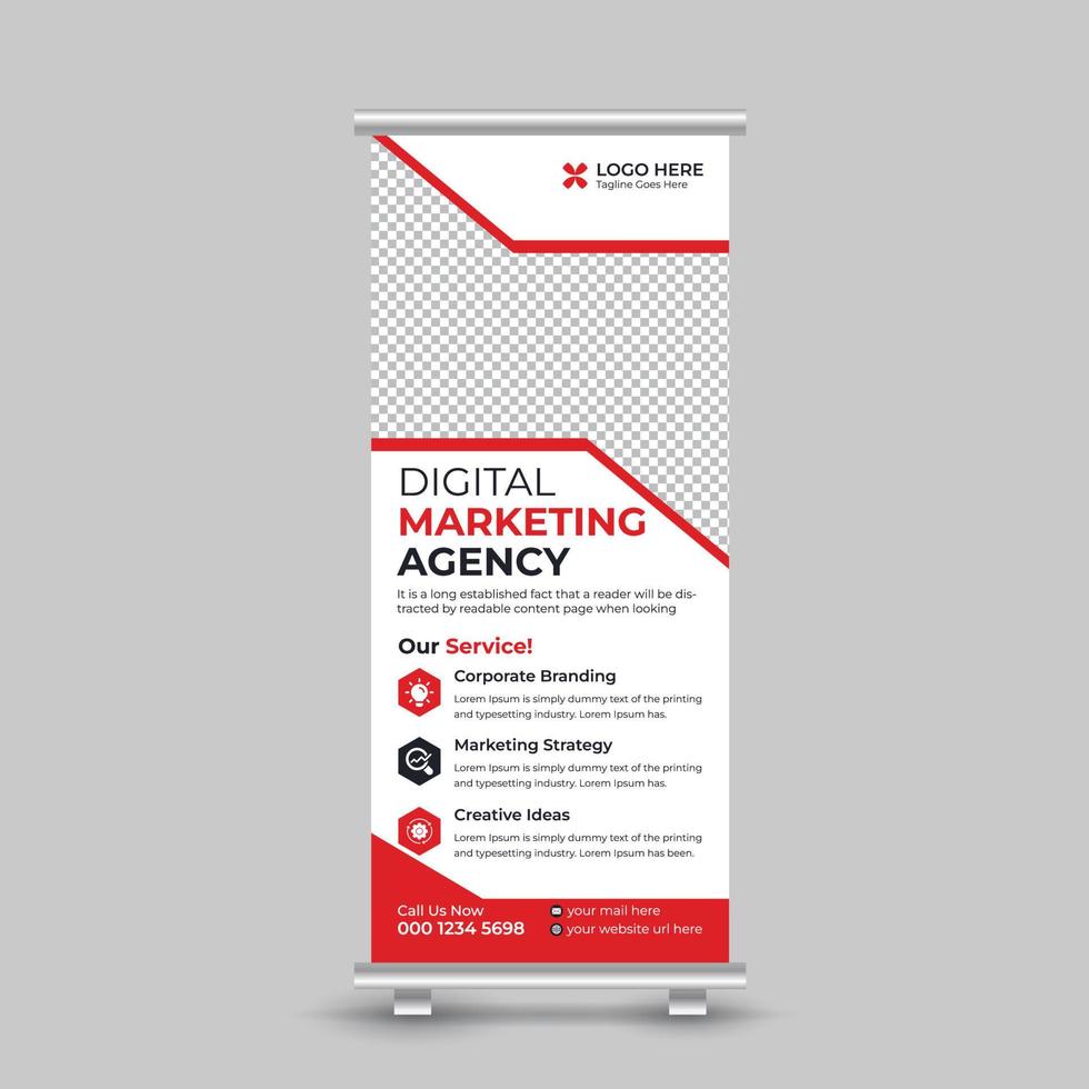 Elegant modern  business roll up banner template design. Creative modern abstract corporate standee X banner layout template Free Vector