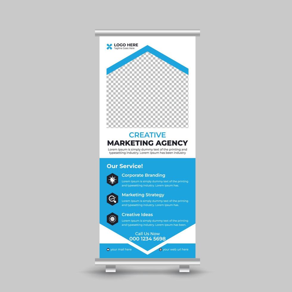 Professional modern corporate clean colorful roll up standee banner design template Free Vector