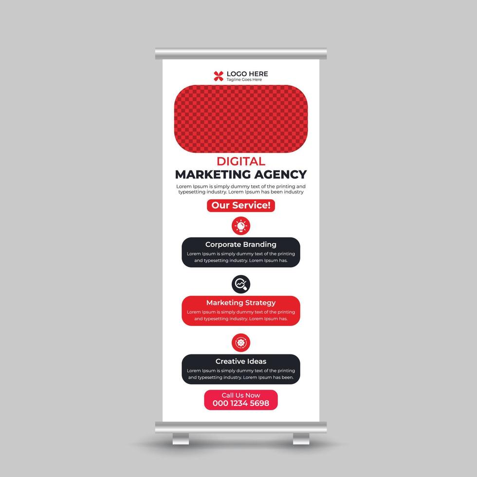 vector libre de banner enrollable rojo y negro corporativo