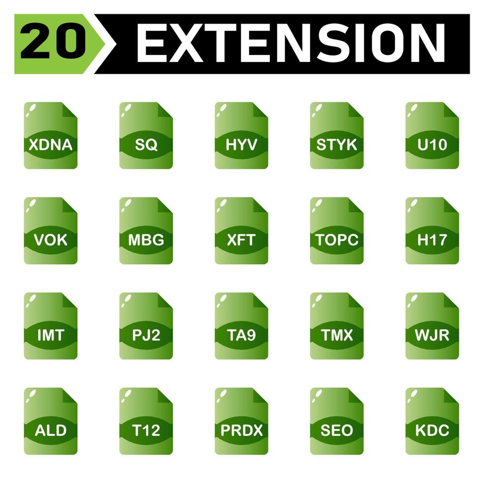 file extension icon include xdna, sq, hyv, styk, u10, vok, mbg, xft, topc, h17, imt, pj2,ta9, tmx, wjr, ald, t12, prdx, seo, kdc, vector