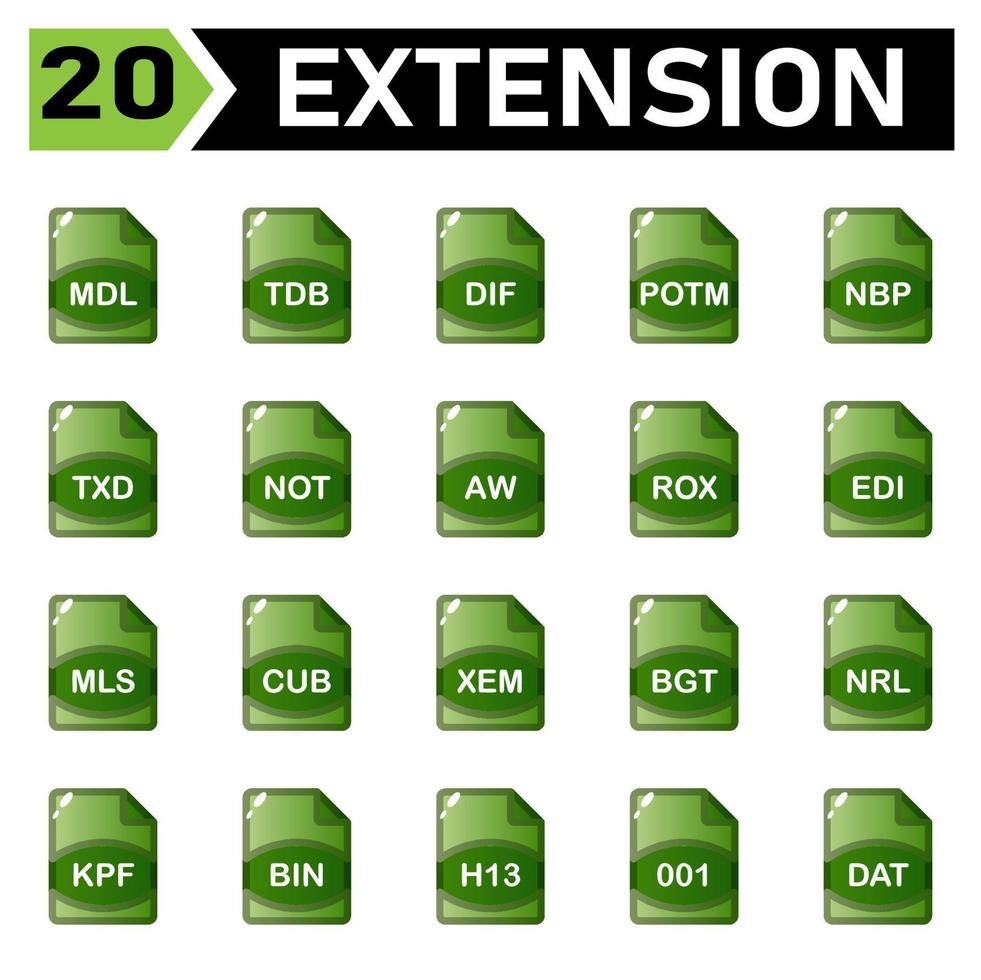 file extension icon include  mdl, tdb, dif, potm, nbp, txd, not, aw, rox, edi, mls, cub, xem, bgt, nrl, kpf, bin, h13, 001, dat, file, document, extension, icon, type, set, format, vector, symbol vector