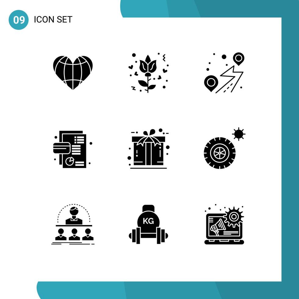 Pictogram Set of 9 Simple Solid Glyphs of ecommerce debit location credit business Editable Vector Design Elements