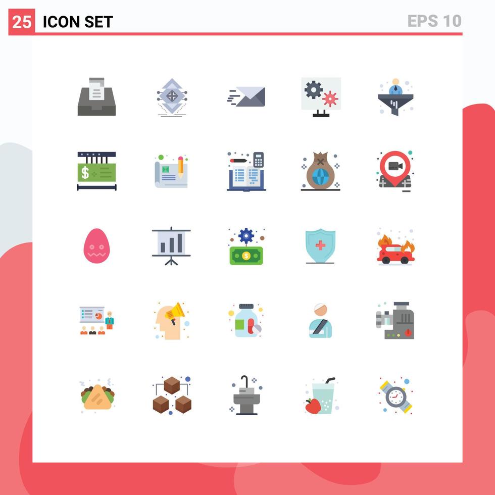 25 Universal Flat Colors Set for Web and Mobile Applications conversion setting email screen gear Editable Vector Design Elements