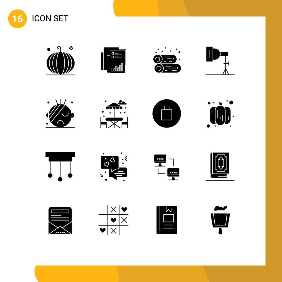 16 iconos creativos signos y símbolos modernos de elementos de diseño vectorial editables de cabina de chimenea de negocio de leña fotográfica vector