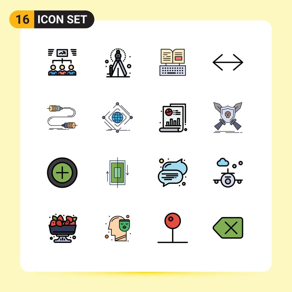 Set of 16 Modern UI Icons Symbols Signs for communication right key move arrow Editable Creative Vector Design Elements