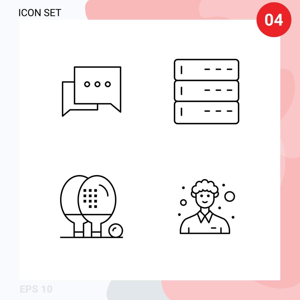 4 User Interface Line Pack of modern Signs and Symbols of bubble equipment admin server ping Editable Vector Design Elements