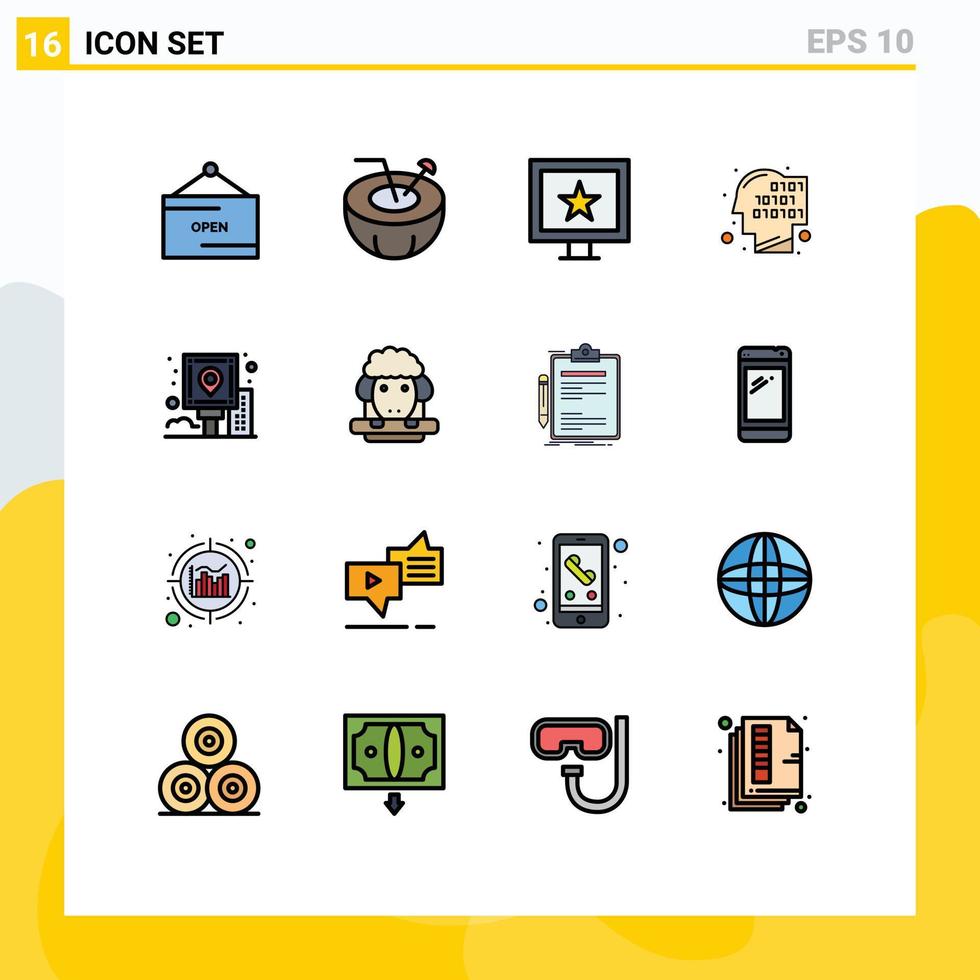 paquete de iconos vectoriales de 16 líneas y símbolos para navegación ciudad cine código de reconocimiento elementos de diseño de vectores creativos editables