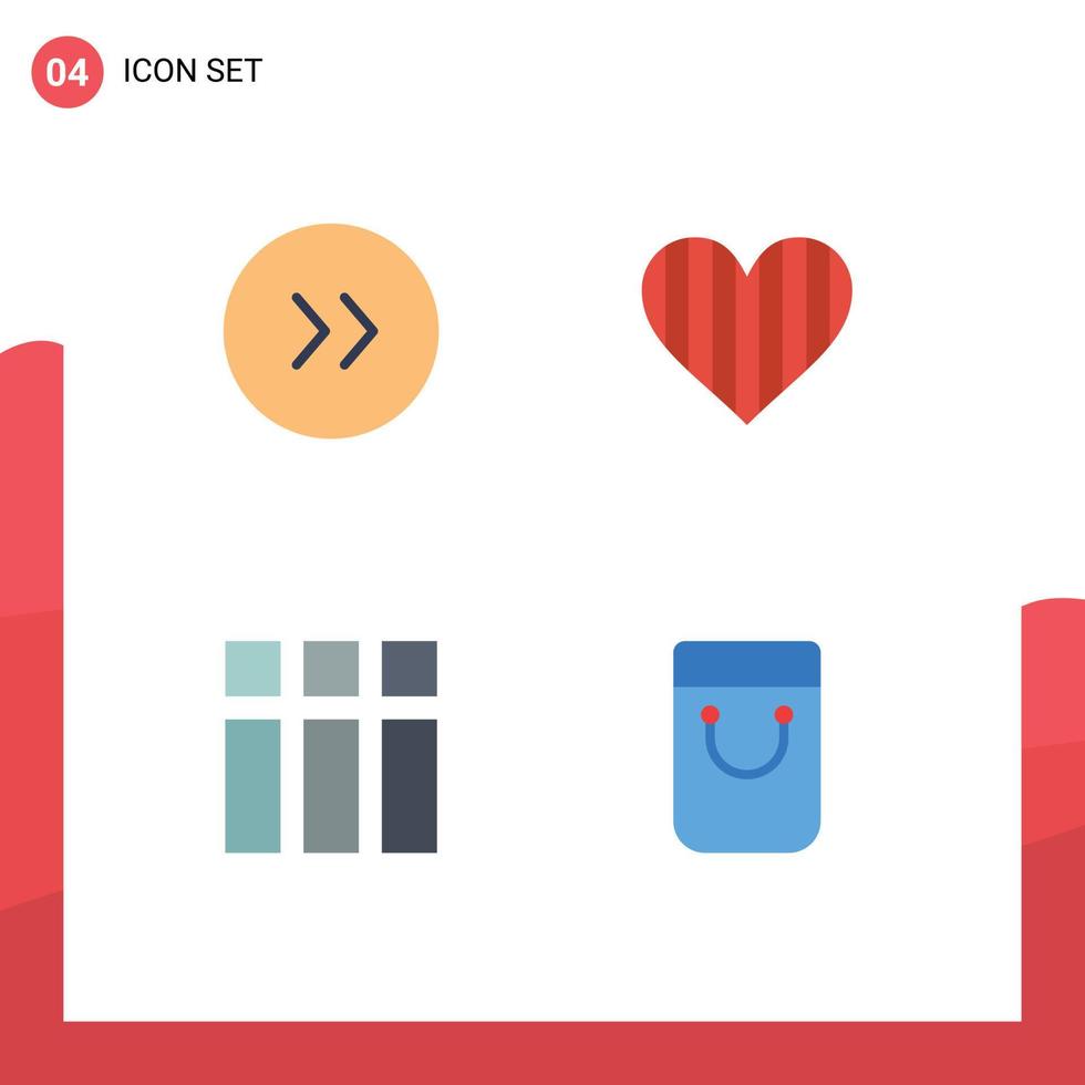 4 Universal Flat Icon Signs Symbols of arrows frame heart favorite layout Editable Vector Design Elements