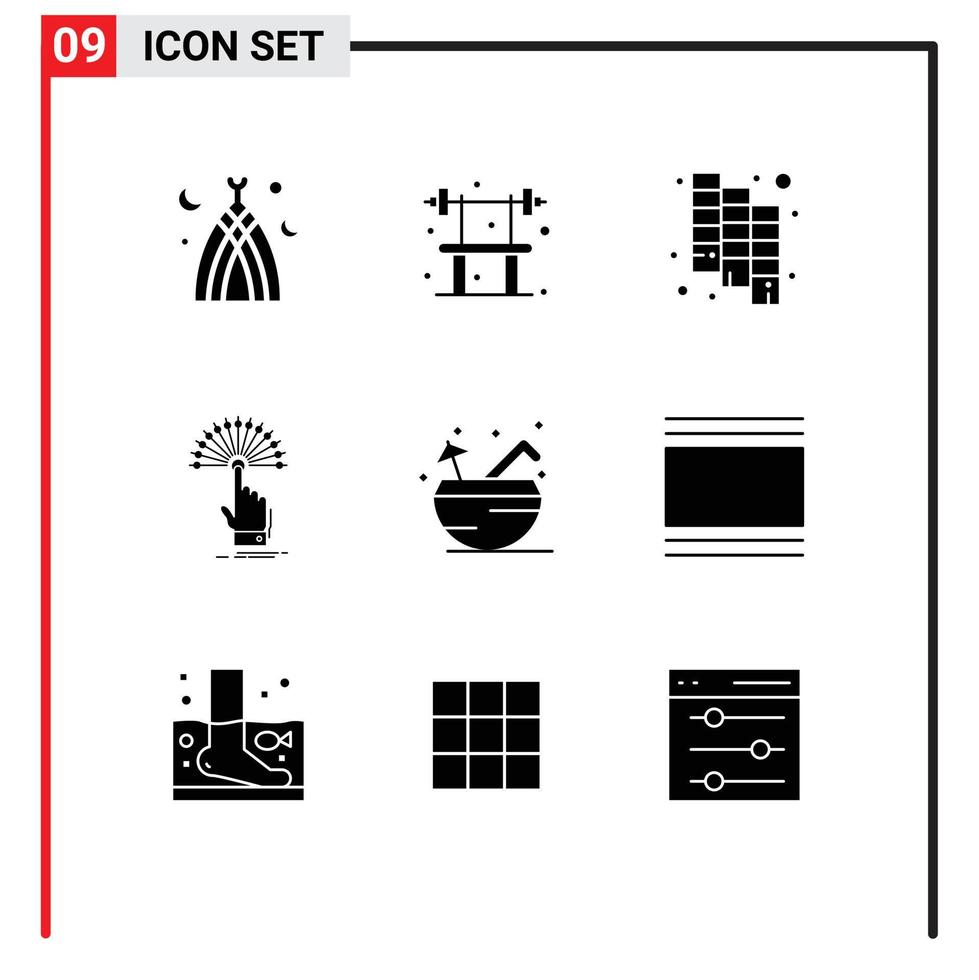 Set of 9 Modern UI Icons Symbols Signs for coconut analytic catalog digital touch Editable Vector Design Elements