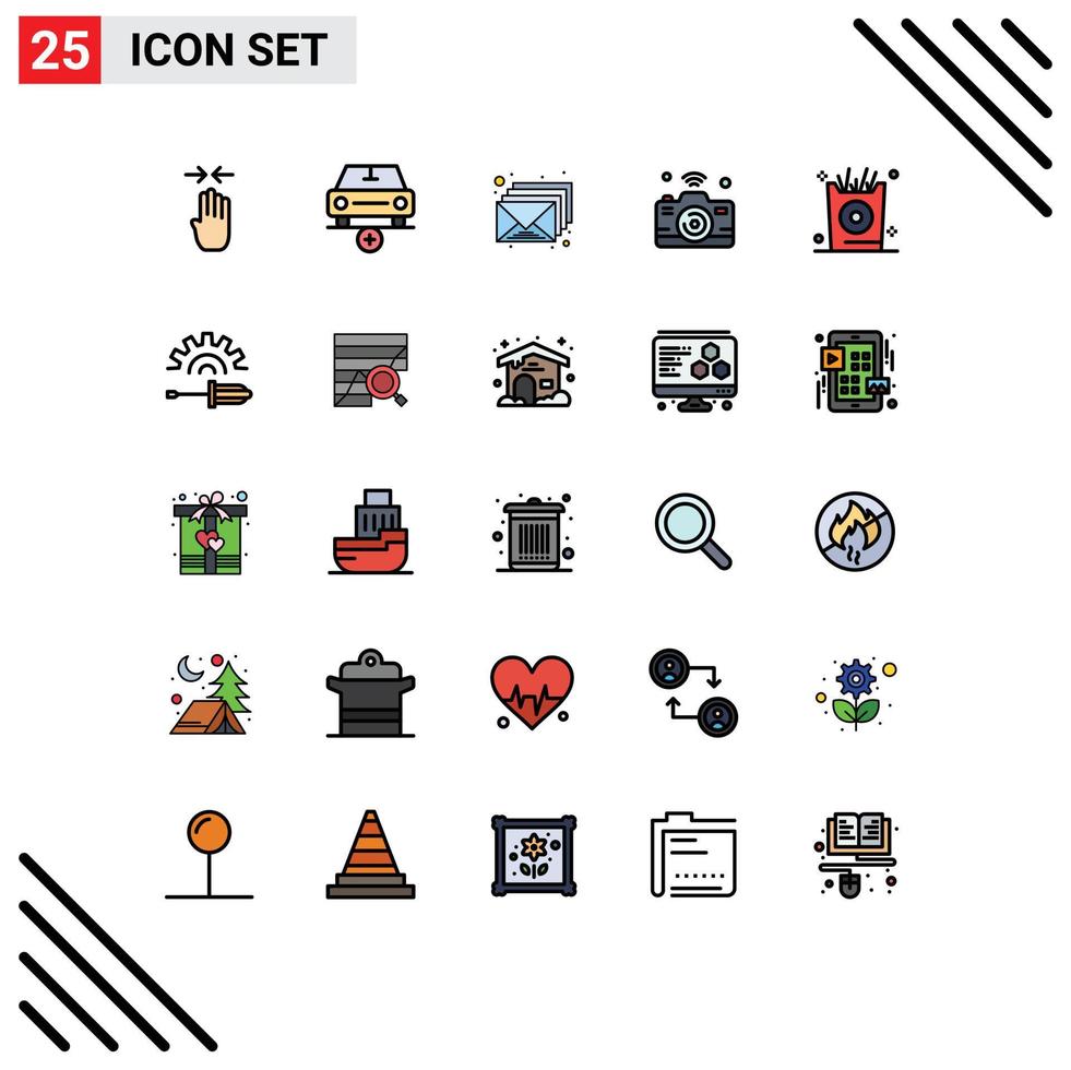Set of 25 Modern UI Icons Symbols Signs for wifi internet vehicles image envelop Editable Vector Design Elements