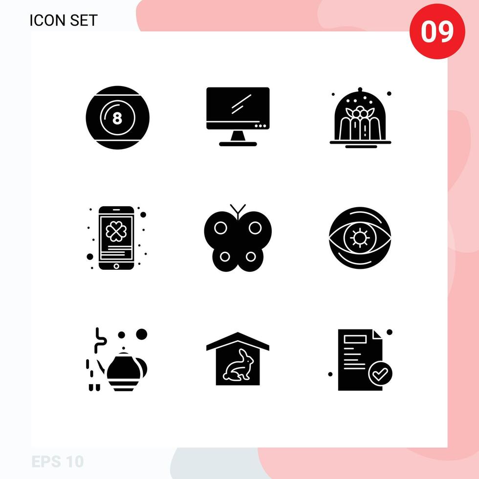 Group of 9 Solid Glyphs Signs and Symbols for phone cell phone imac food cake Editable Vector Design Elements