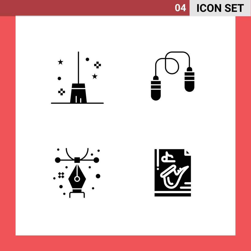 User Interface Solid Glyph Pack of modern Signs and Symbols of broom illustration witch broom jump rope file Editable Vector Design Elements