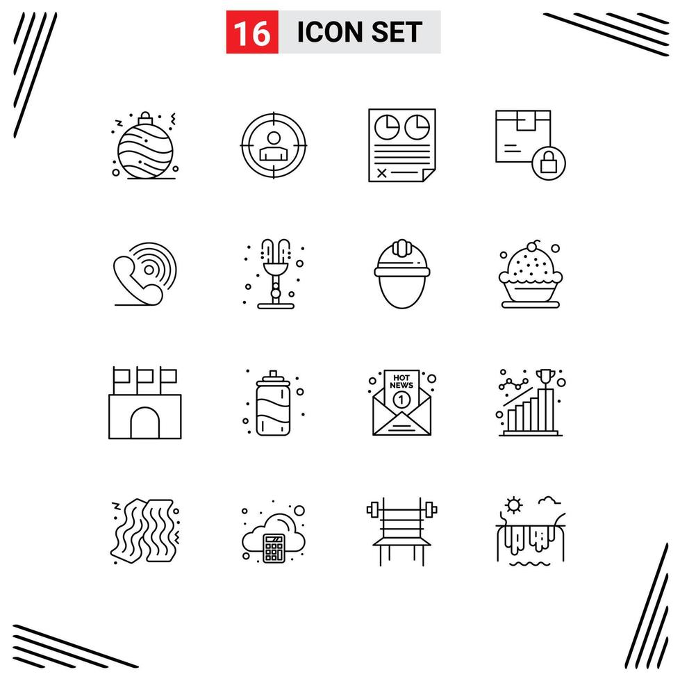 Modern Set of 16 Outlines Pictograph of phone secure page product delivery Editable Vector Design Elements