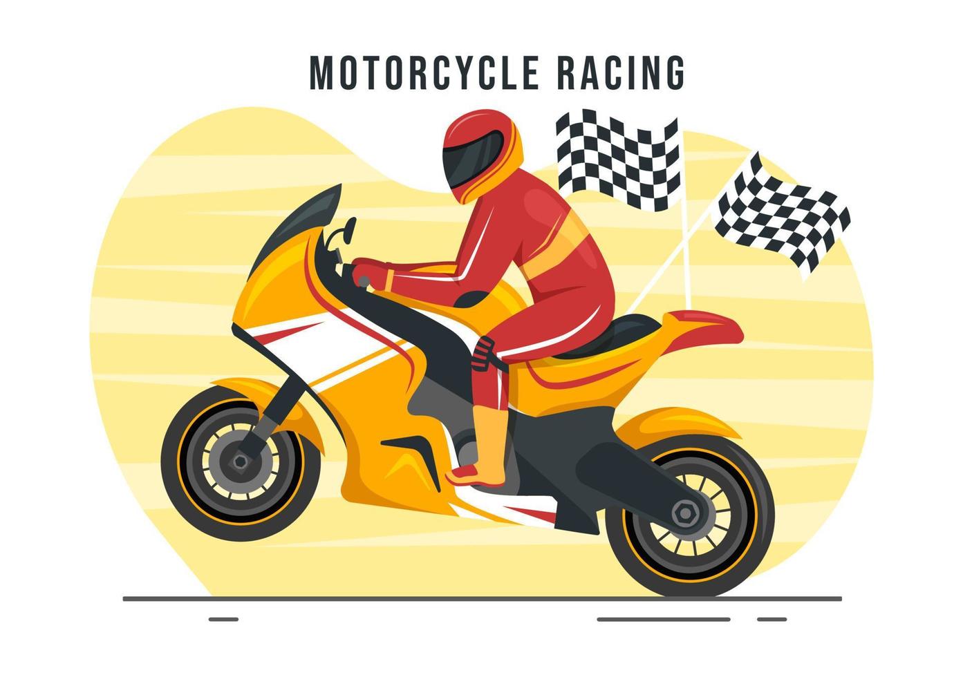 campeonato de carreras de motos en la ilustración de la pista de carreras con motor de carrera para la página de inicio en plantillas planas dibujadas a mano de dibujos animados vector