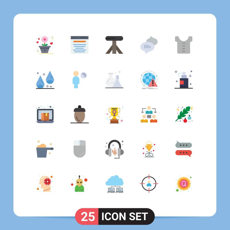 Modern Set of 25 Flat Colors Pictograph of shirt baby search texting chatting Editable Vector Design Elements