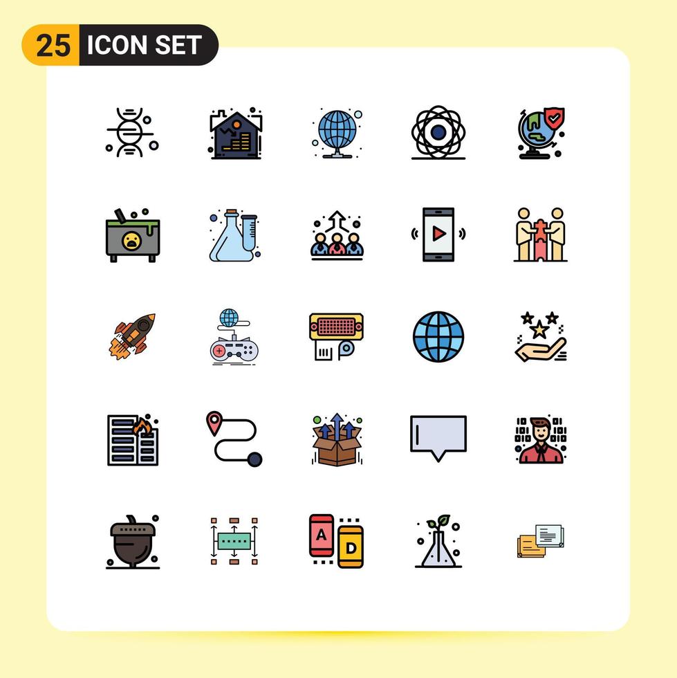 25 iconos creativos signos y símbolos modernos de la órbita mundial que aloja elementos de diseño de vectores editables de átomos de moléculas