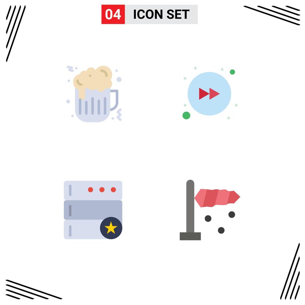 Group of 4 Modern Flat Icons Set for beer airflow arrow database wind Editable Vector Design Elements