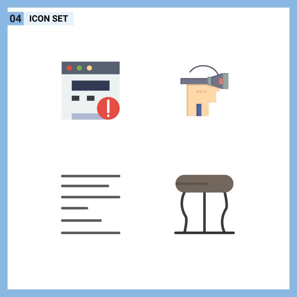 4 Creative Icons Modern Signs and Symbols of alert text virtual technology interior Editable Vector Design Elements