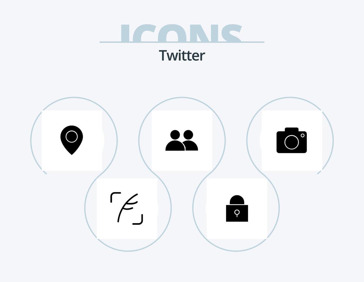 twitter glyph icon pack 5 diseño de iconos. cámara. imagen. localización. gorjeo. usuario vector