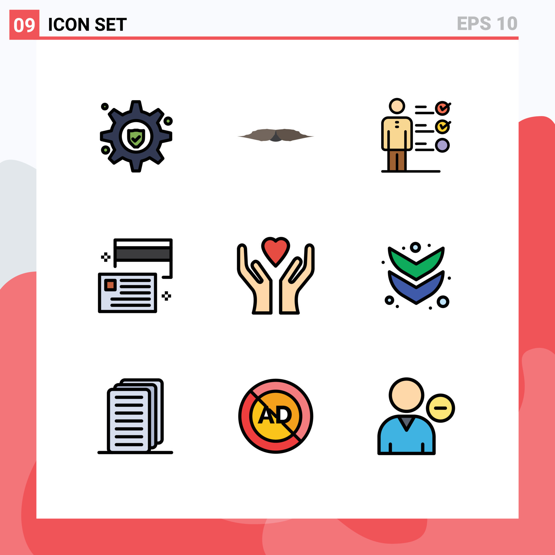 Pack of 9 creative Filledline Flat Colors of care credit professional