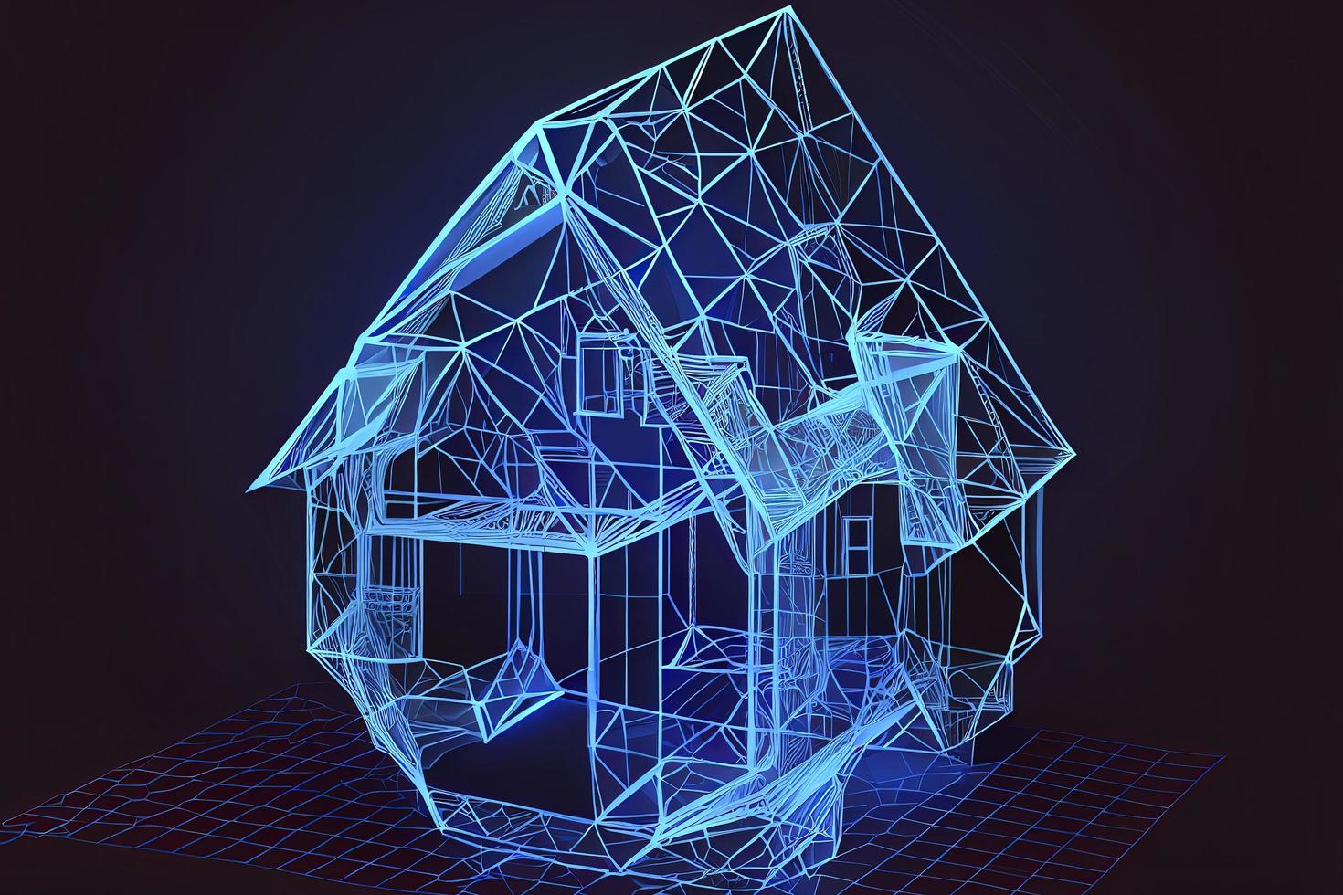 Home, real estate concept. Private house concept. Low poly photo