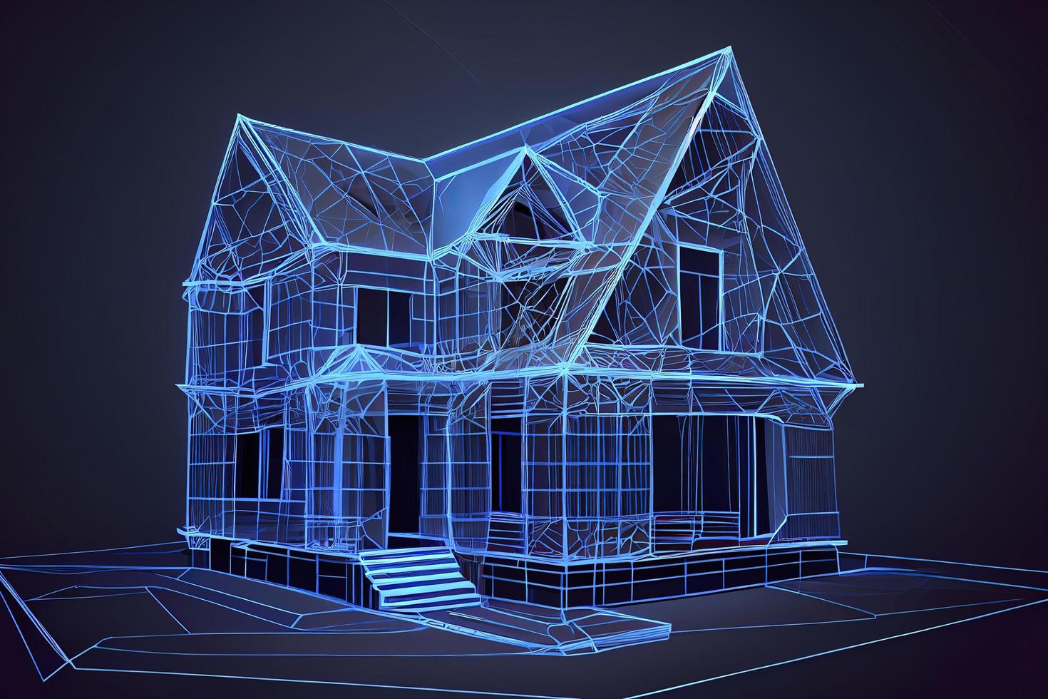 Home, real estate concept. Private house concept. Low poly photo