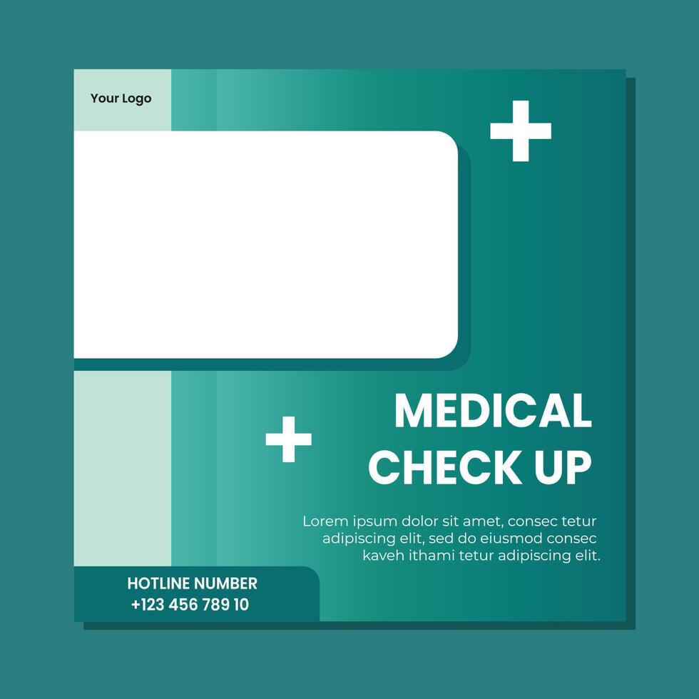 diseño de plantilla de publicación de redes sociales de servicio de atención médica. cartel de volante de promoción de negocios de salud de hospital, médico, clínica y dentista. vector