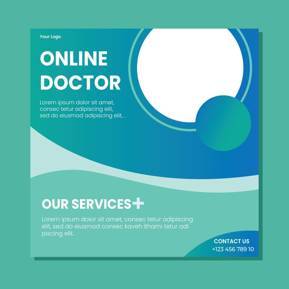 Medical healthcare service social media post template design. Hospital, doctor, clinic and dentist health business promotion flyer poster. vector