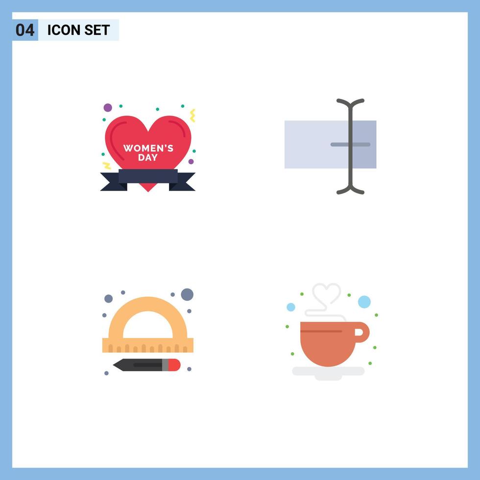 Modern Set of 4 Flat Icons and symbols such as badge school women day input cup Editable Vector Design Elements