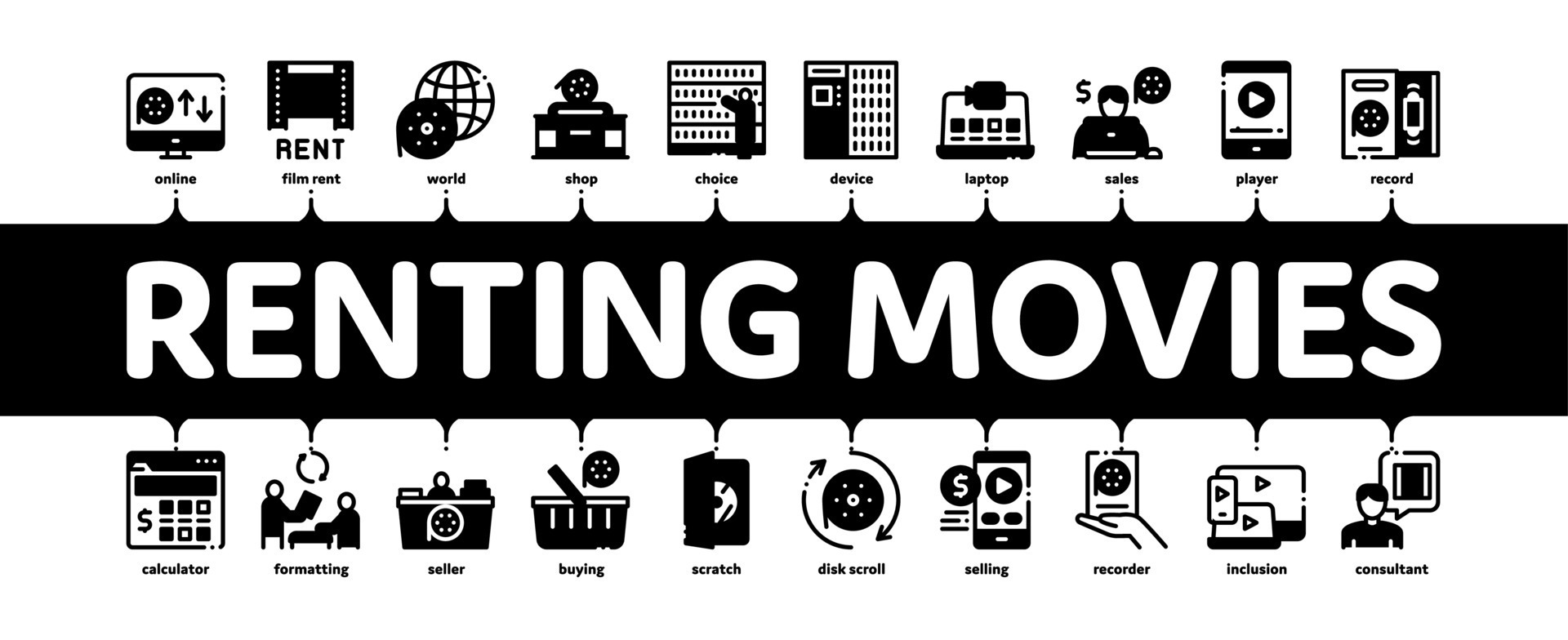 Renting Movies Service Minimal Infographic Banner Vector 17383760