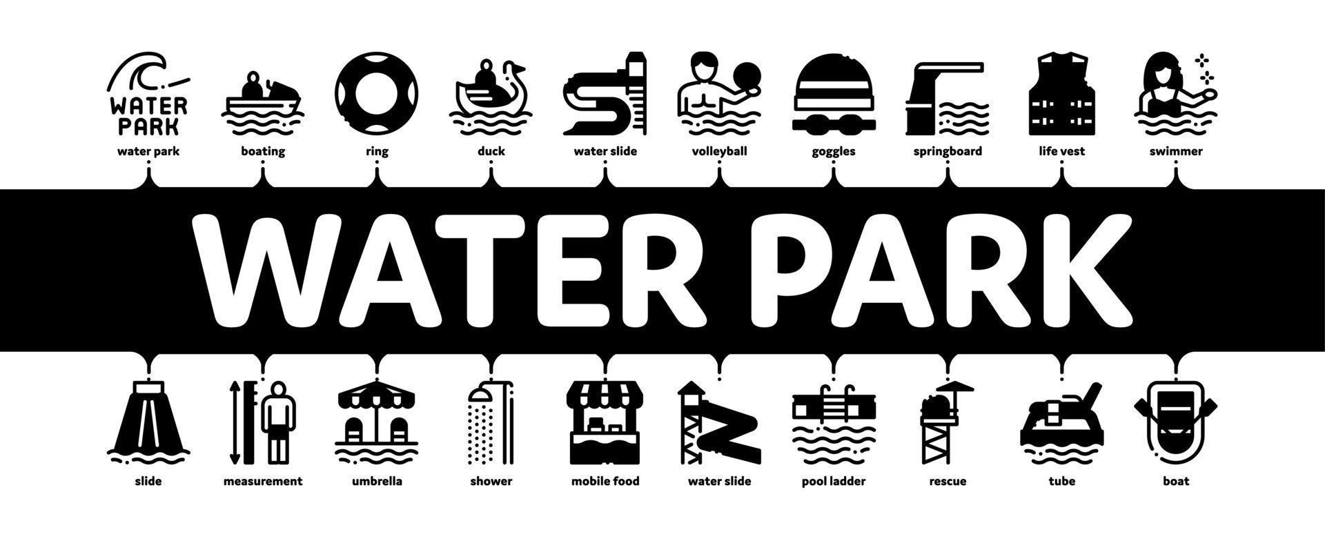 Water Park Attraction Minimal Infographic Banner Vector