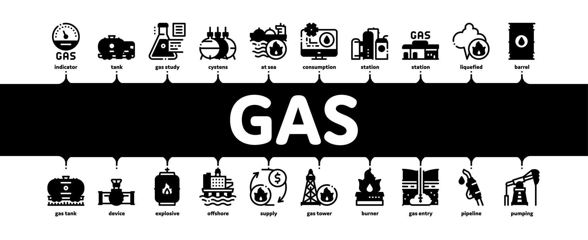 vector de banner infográfico mínimo de la industria de combustible de gas