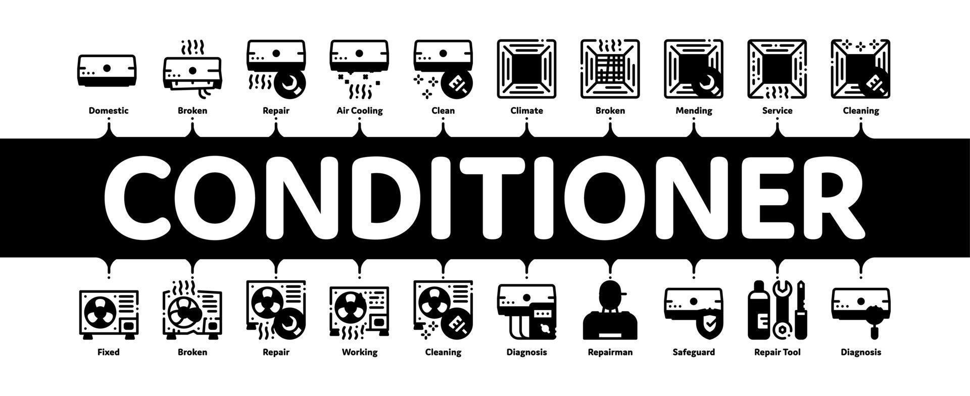 Conditioner Repair Minimal Infographic Banner Vector