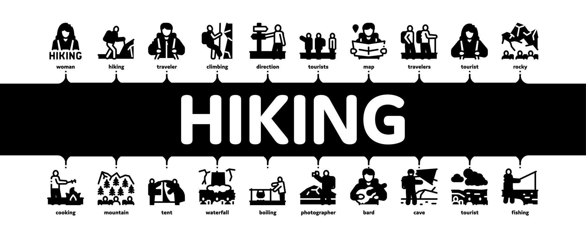 Hiking Extreme Tourism Minimal Infographic Banner Vector