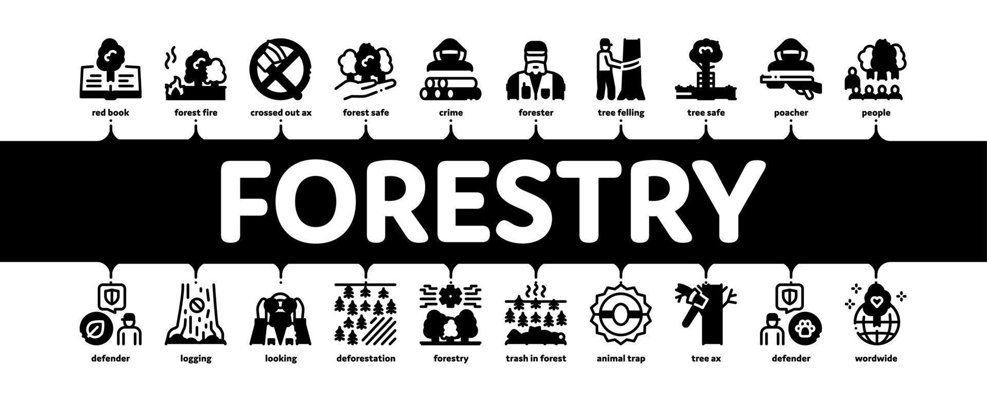 vector de banner infográfico mínimo de leñador forestal