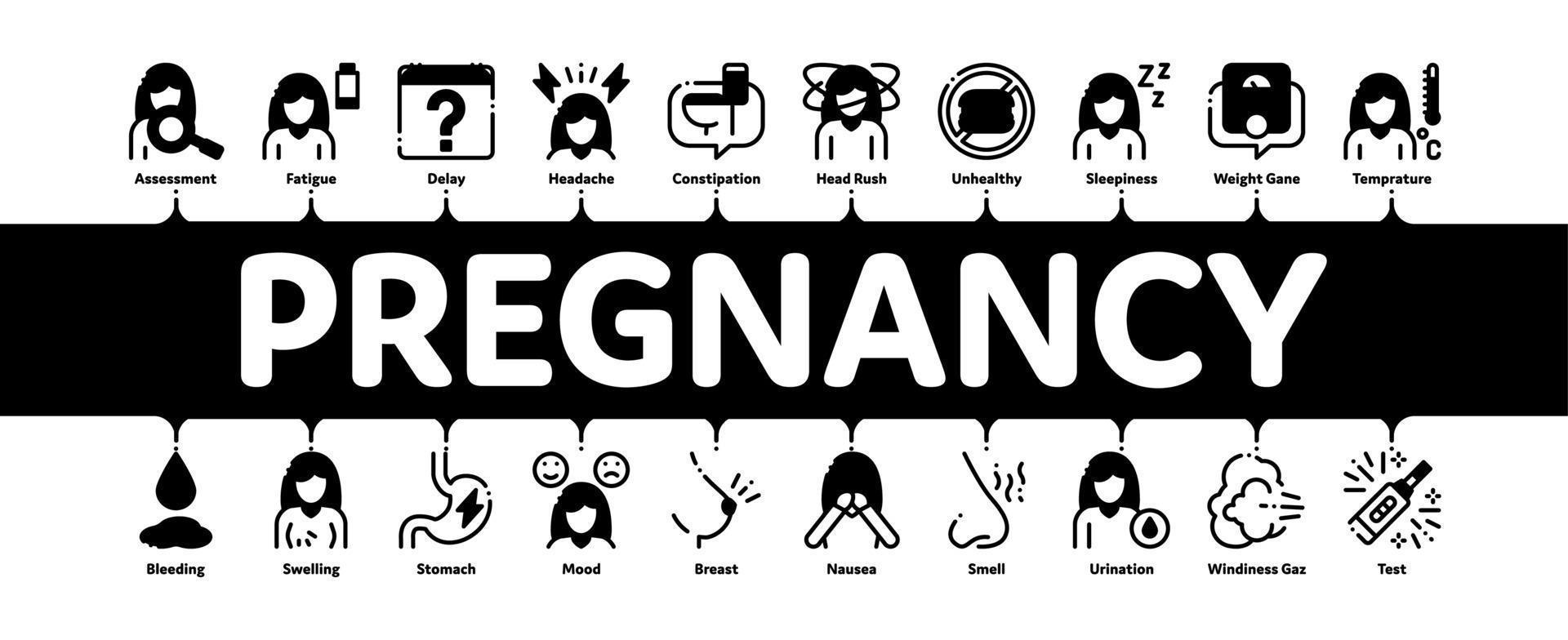 Symptomps Of Pregnancy Infographic Banner Vector