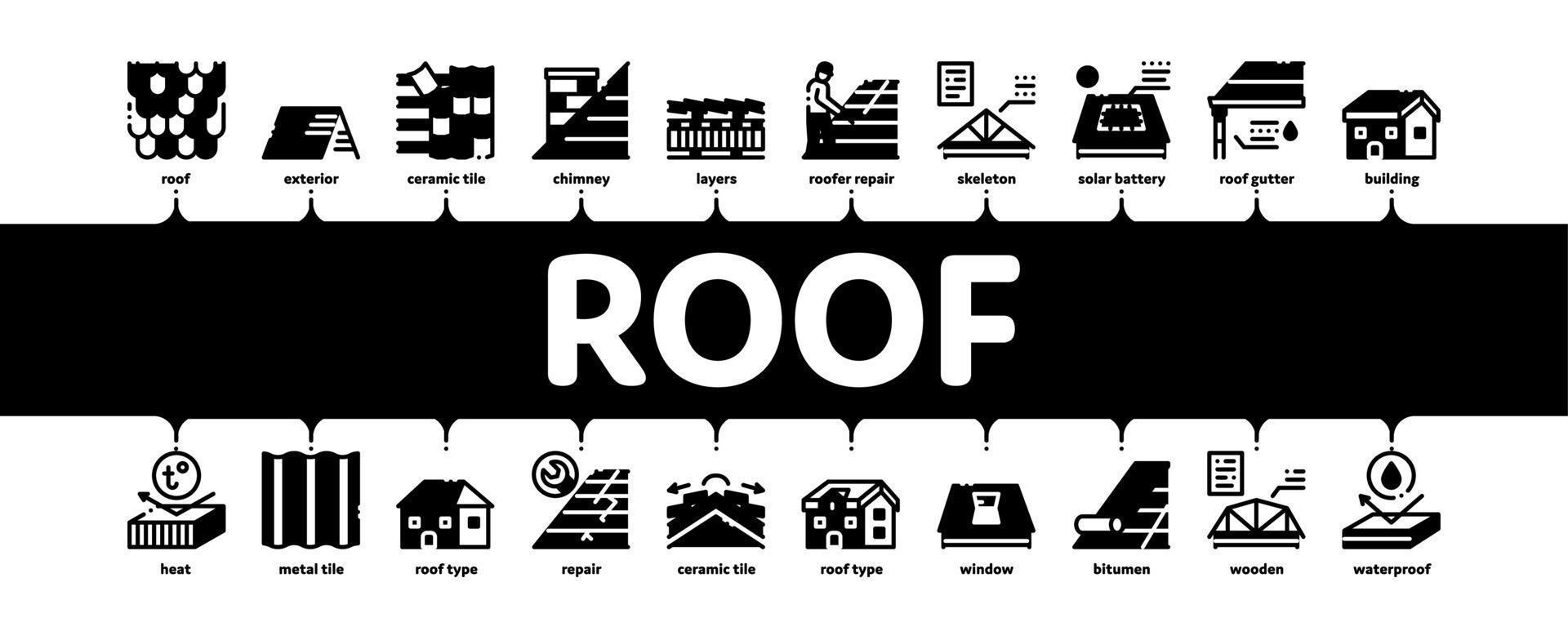 Roof Housetop Material Minimal Infographic Banner Vector
